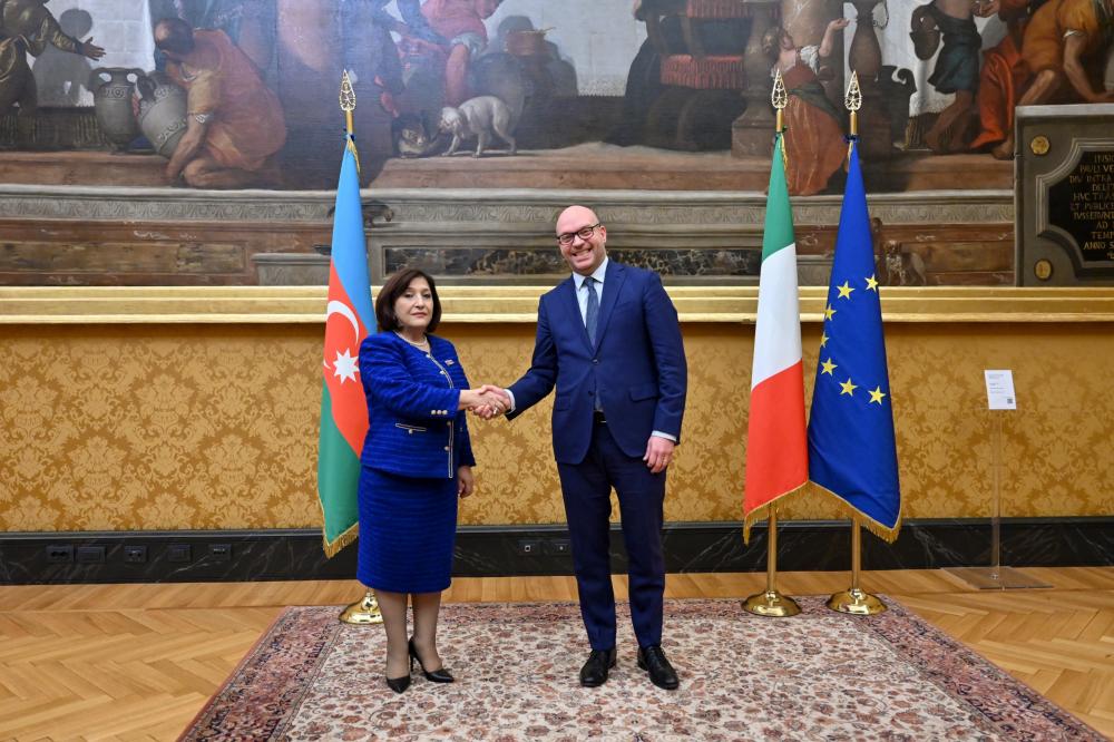 Milli Məclisin sədri Sahibə Qafarova İtaliya Deputatlar Palatasının sədri Lorenzo Fontana ilə görüşüb