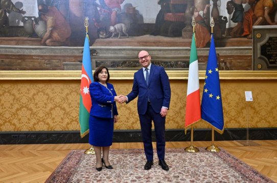 Milli Məclisin sədri Sahibə Qafarova İtaliya Deputatlar Palatasının sədri Lorenzo Fontana ilə görüşüb